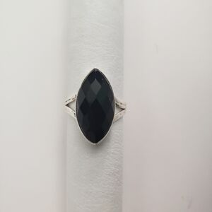 Vintage Sterling Silver Onyx Ring Size 11